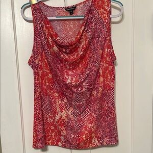 Croft & Barrow Red and Pink Tank Top with Draped Neckline